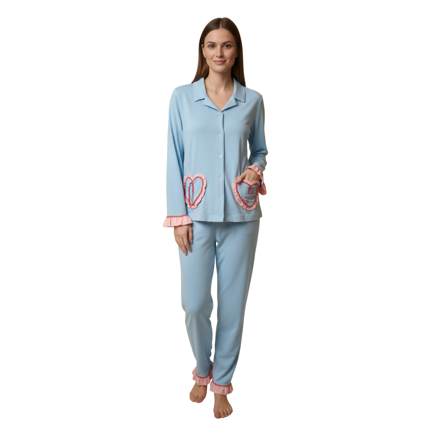 Zigzag Mommy Pajama Set – Blue