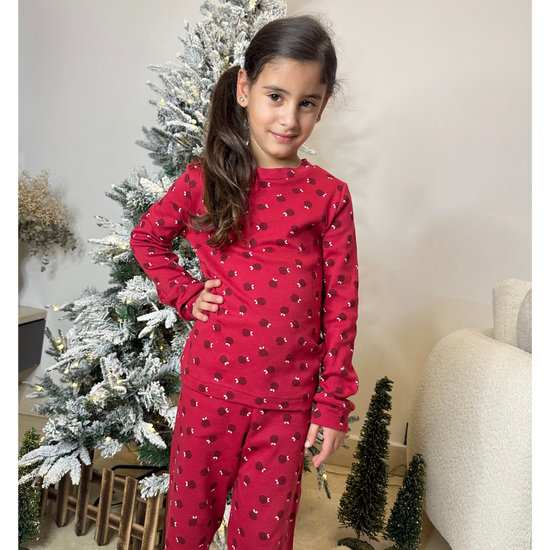 Apple Bloom Unisex Pajama Set – Red