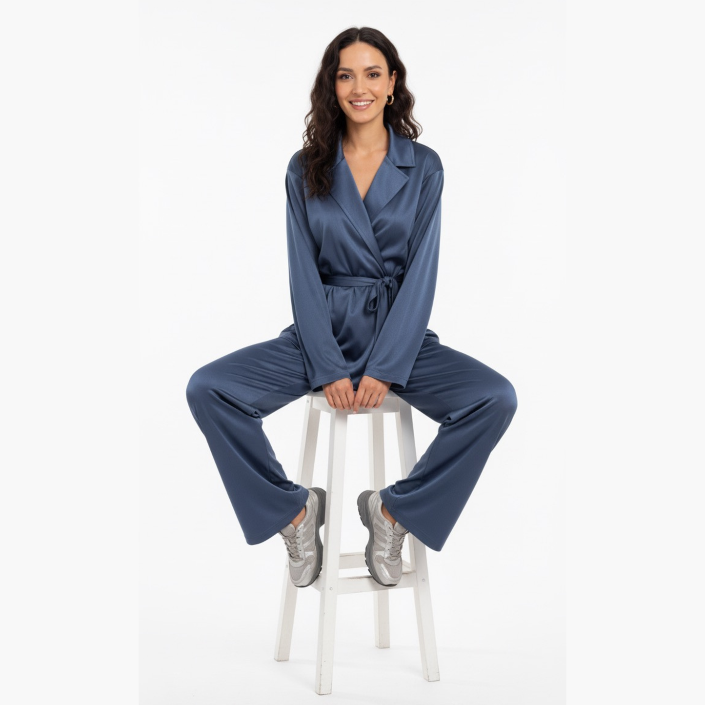 Suede Velvet Dusk Wrap Set — Midnight Sapphire