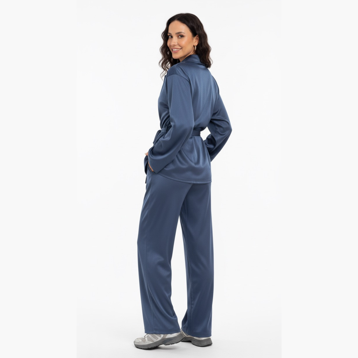 Suede Velvet Dusk Wrap Set — Midnight Sapphire