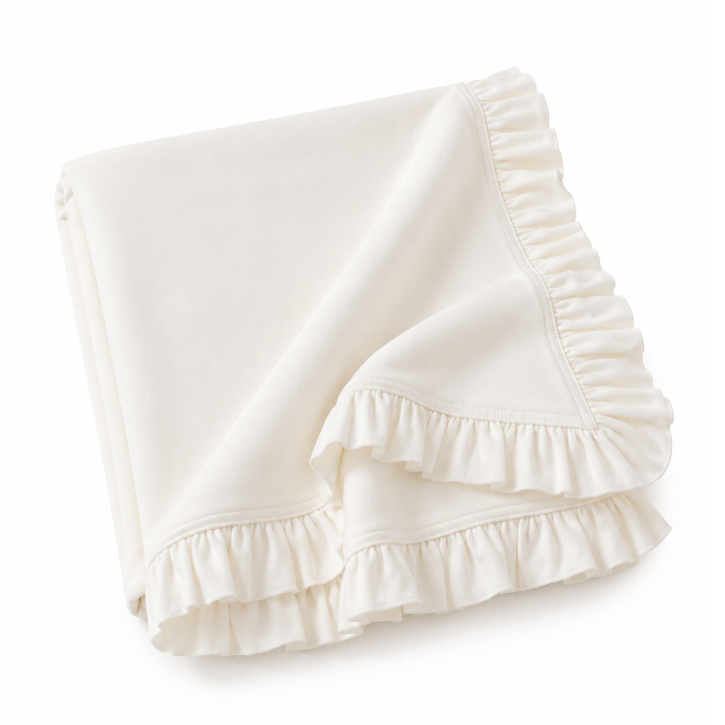 Ivory Ruffles Baby Blanket