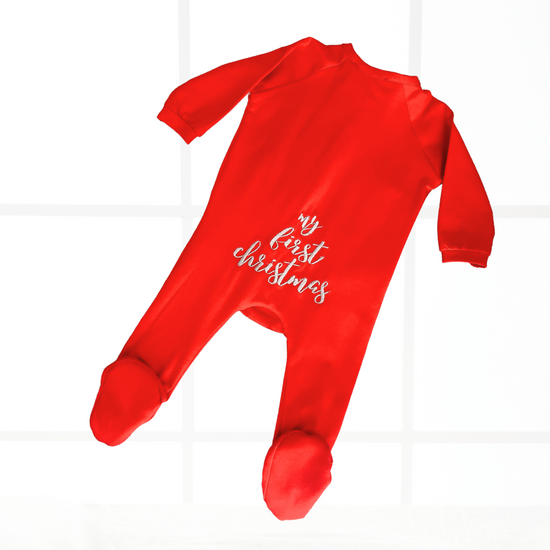 FIRST CHRISTMAS RED SLEEPSUIT