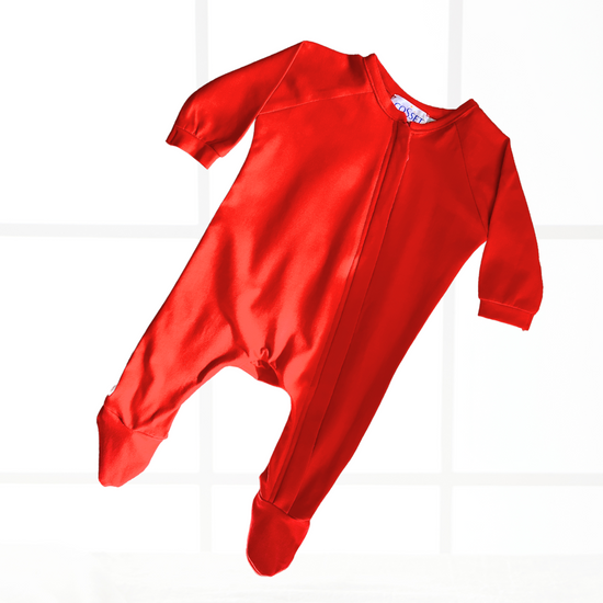 Load image into Gallery viewer, FIRST CHRISTMAS RED SLEEPSUIT
