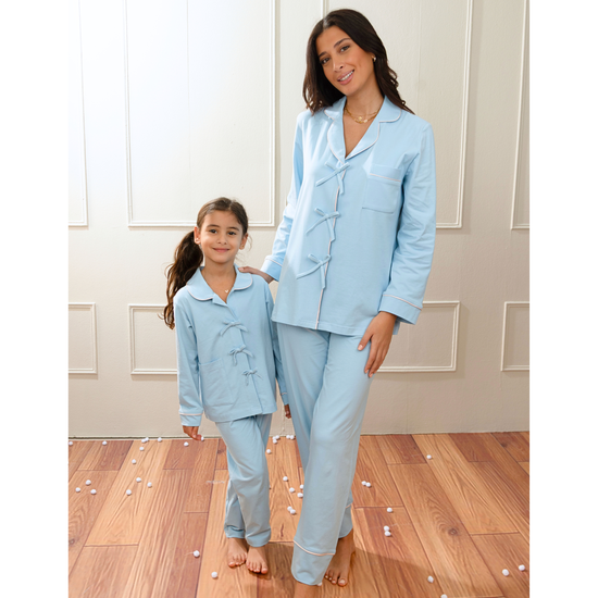 Bow Kids Pajama Set – Blue