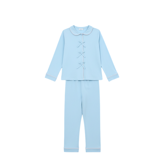 Bow Kids Pajama Set – Blue