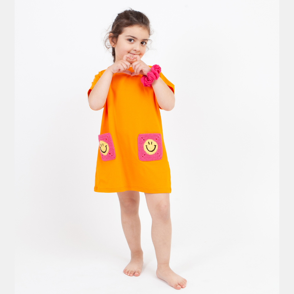 Crochet T-Shirt Orange Dress