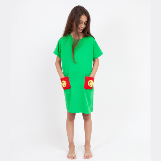 Load image into Gallery viewer, Crochet T-Shirt Green Dress
