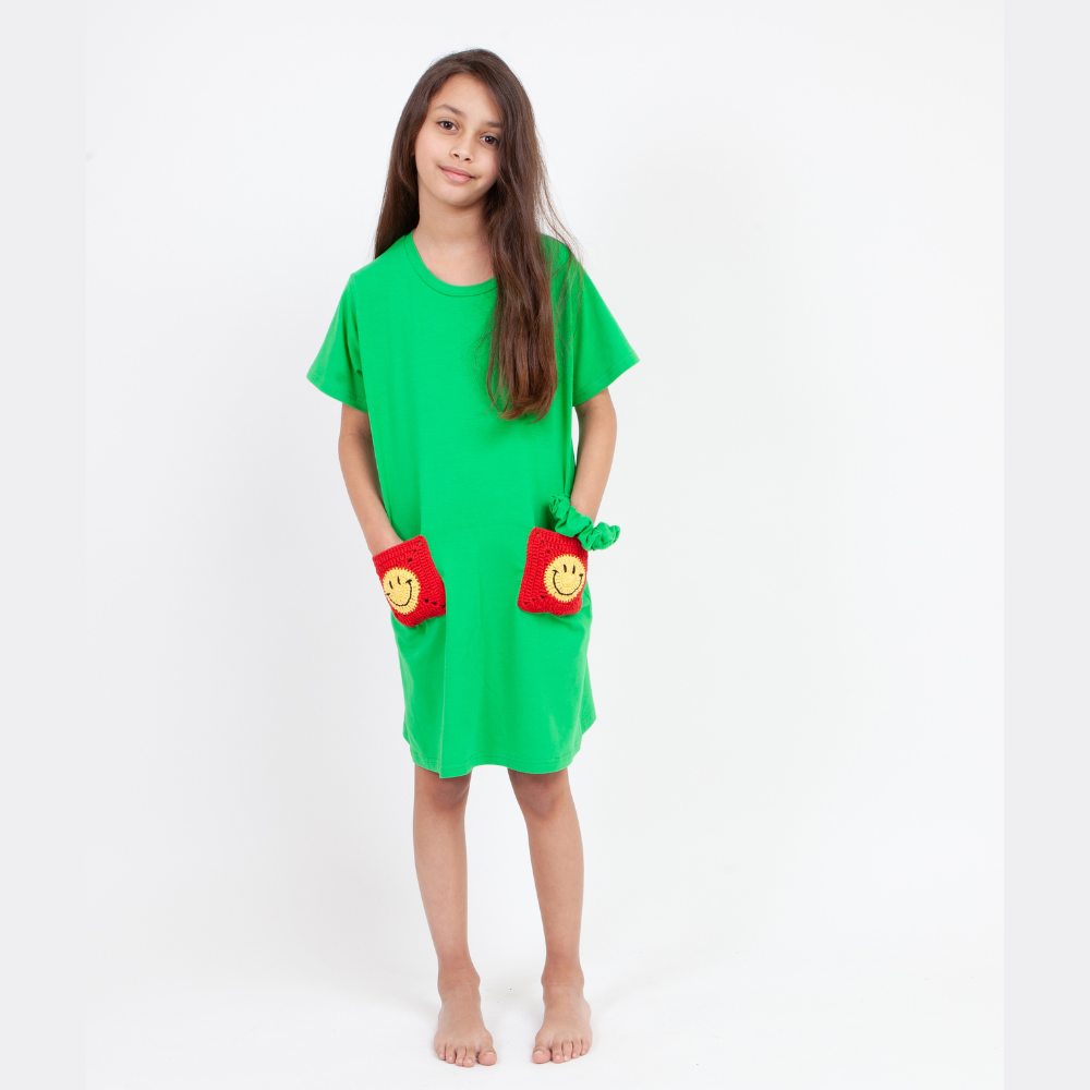 Load image into Gallery viewer, Crochet T-Shirt Green Dress
