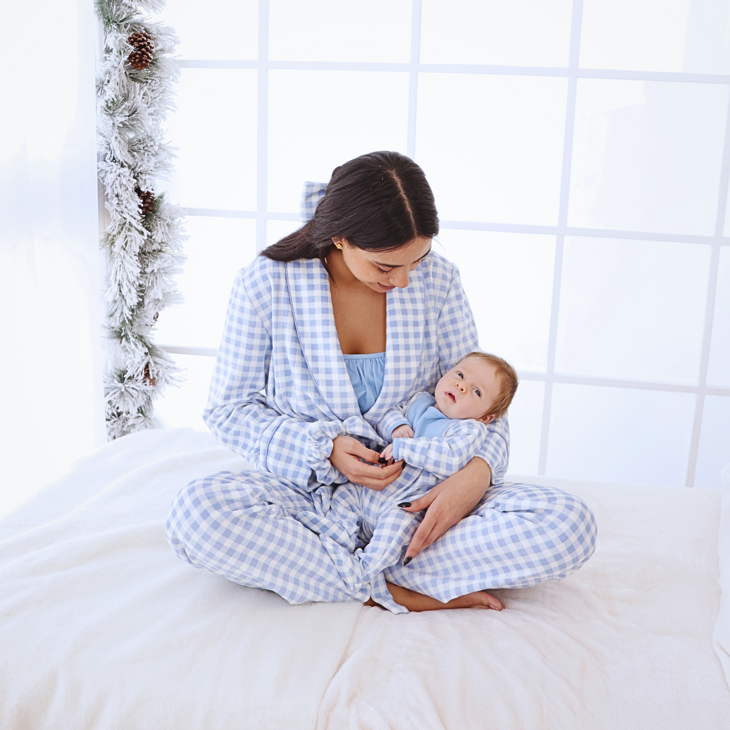 blue maternity pajama set