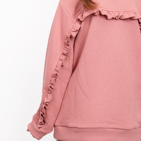Load image into Gallery viewer, RUFFLE OLD PINK SWEATSHIRT &amp;amp; JOGGERS SET
