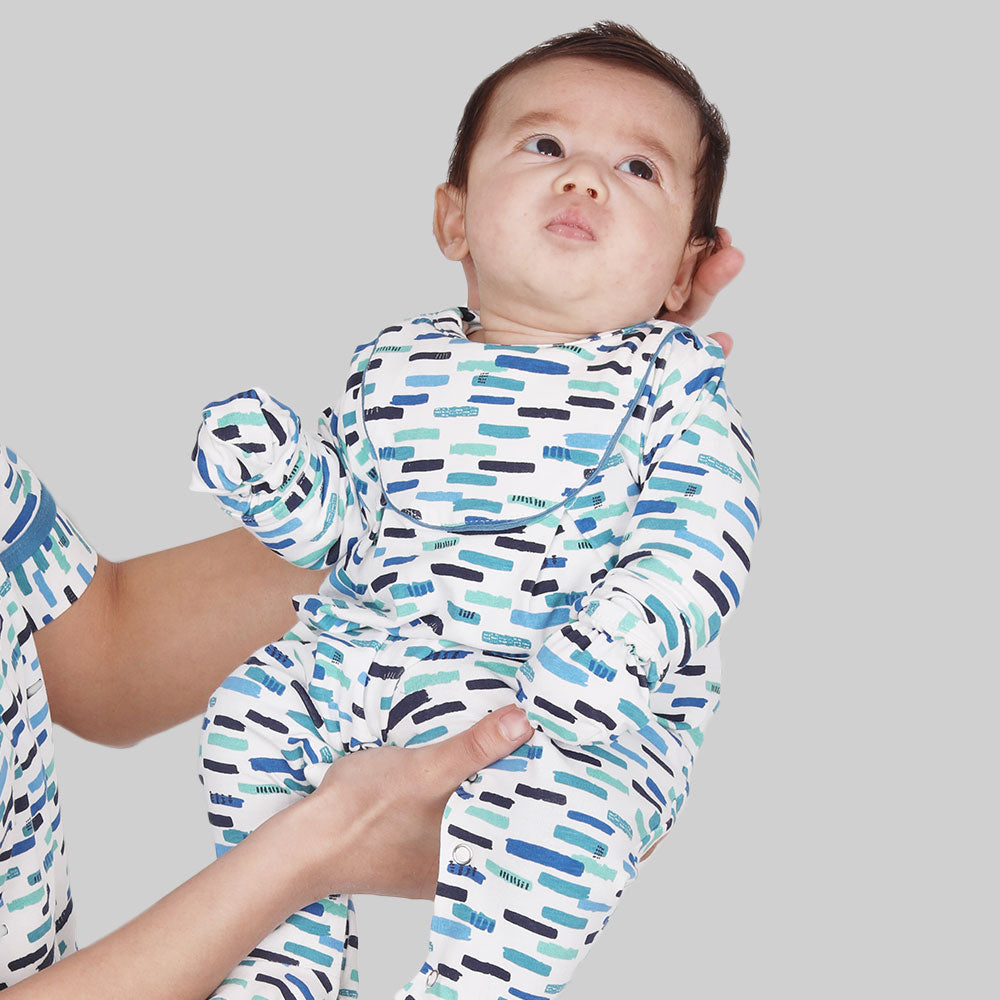 Load image into Gallery viewer, SQUIGGLE BLUE BABY SET COTTON
