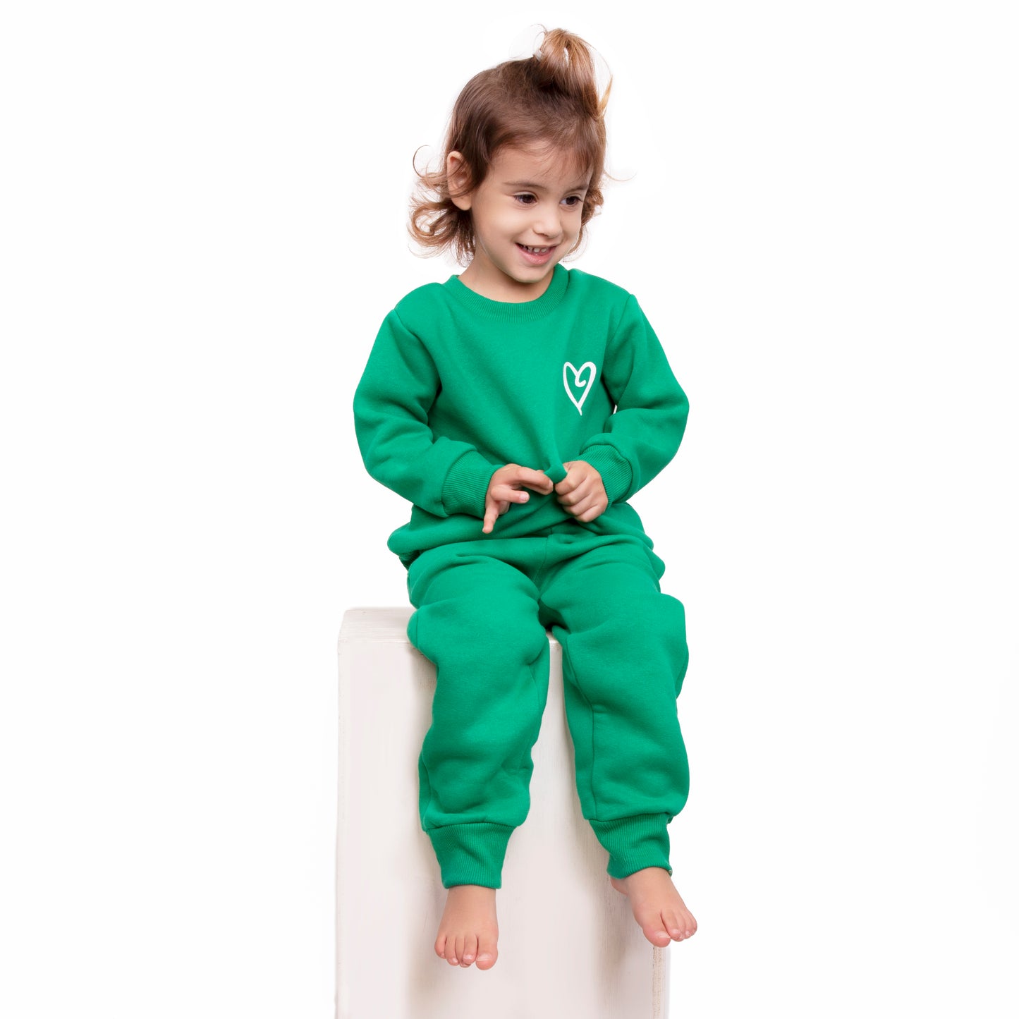 Kids Sweatshirt & Joggers Set – Green | Cosset Loungewear
