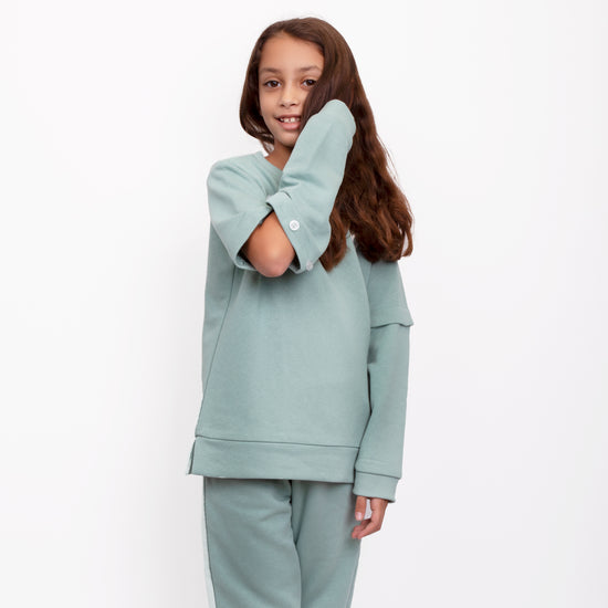 Kids Sweatshirt & Joggers Set – Mint | Cosset Loungewear