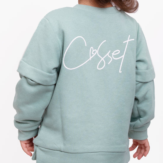 Cozy Mint Lounge Set Kids Sweatshirt Joggers back view