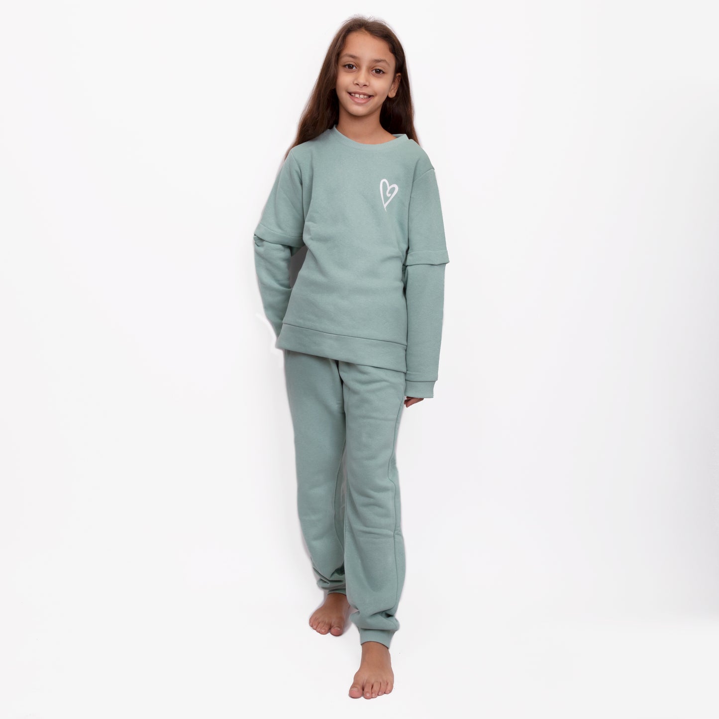 Mint Sweatshirt & Joggers for Kids Front view